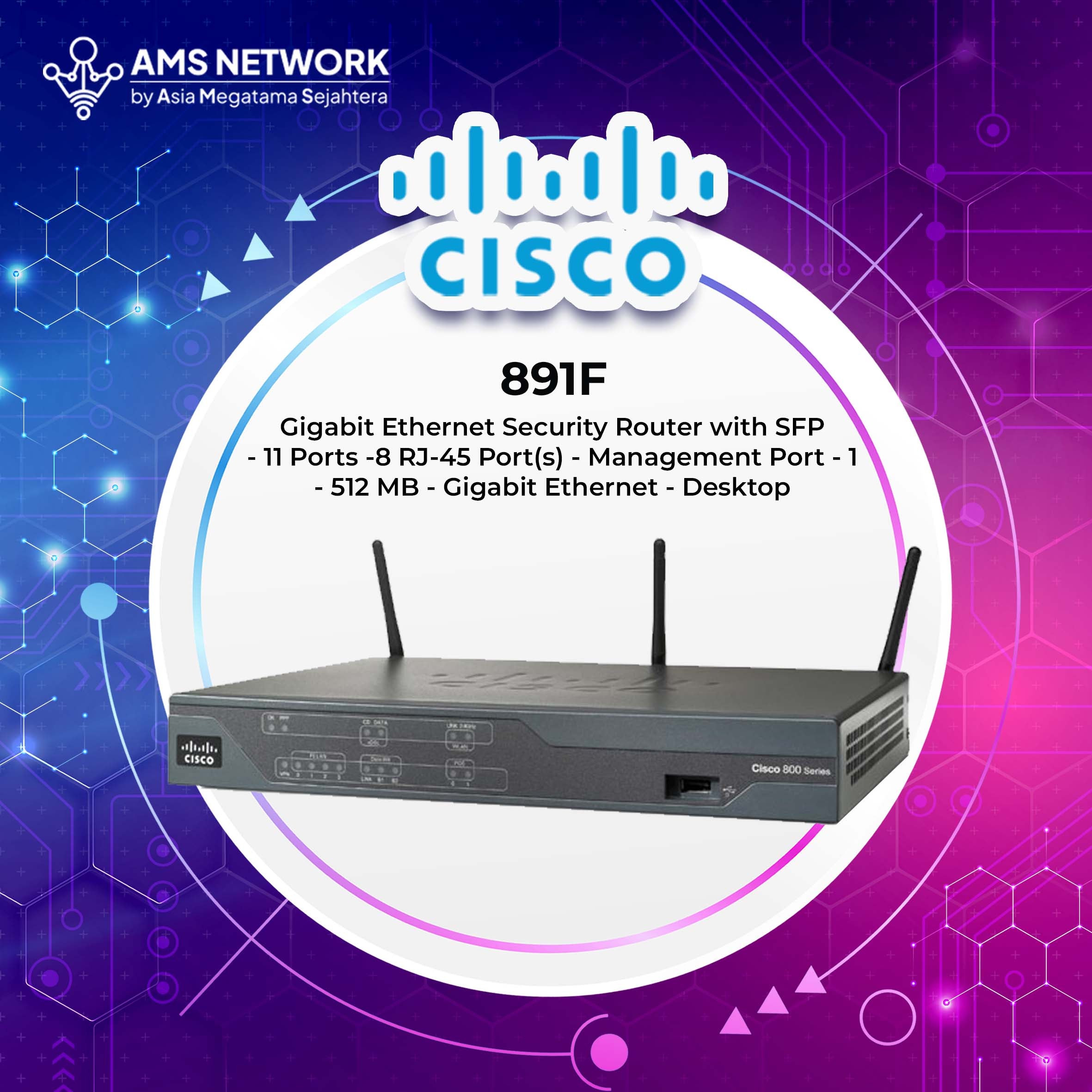 891F - Cisco C891F-K9 Gigabit Ethernet security router with SFP