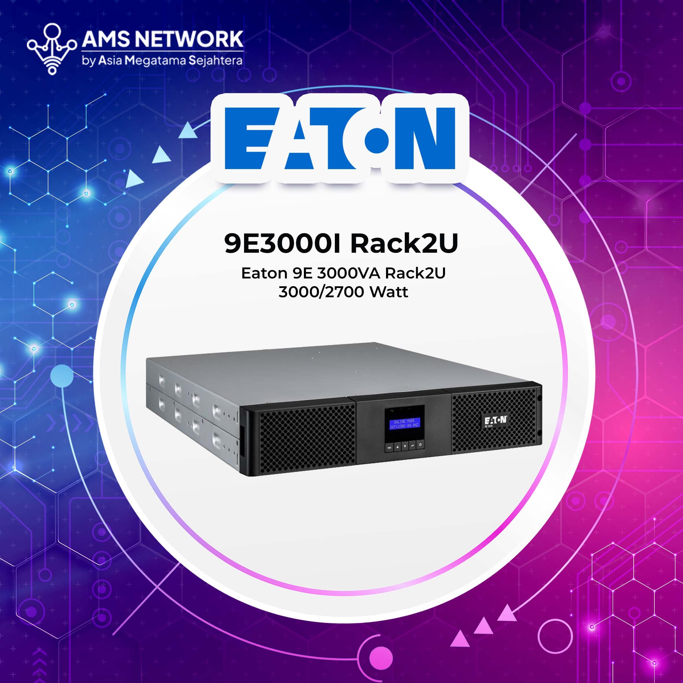 9E3000I Rack2U - EATON 9E 3000VA Rack2U 3000VA/2700W - UPS 9E3000IR