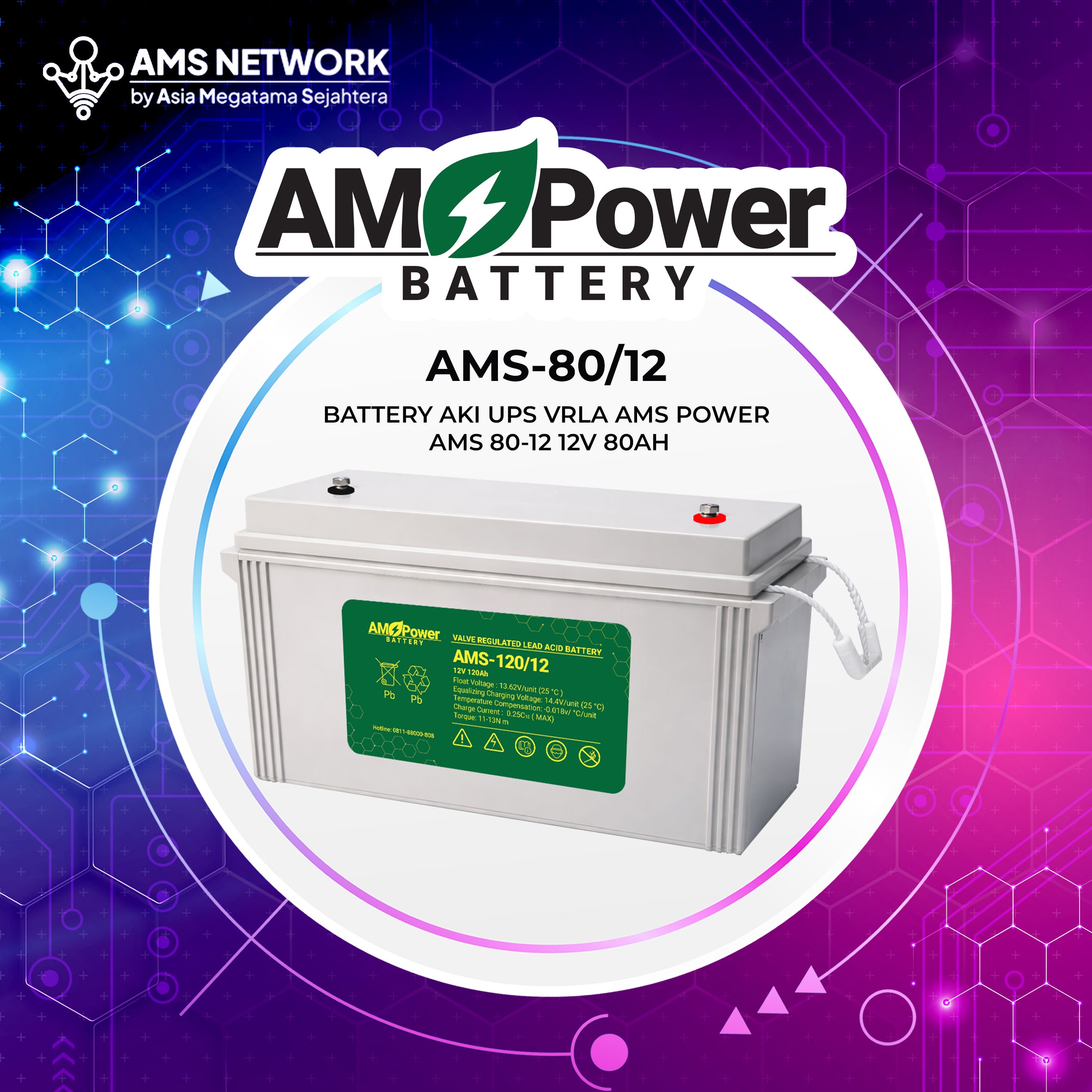 BATTERY AKI UPS VRLA AMS POWER AMS 120-12 12V 120AH