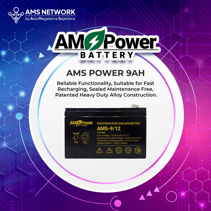 BATTERY AKI UPS VRLA AMS POWER AMS9-12 12V 9AH