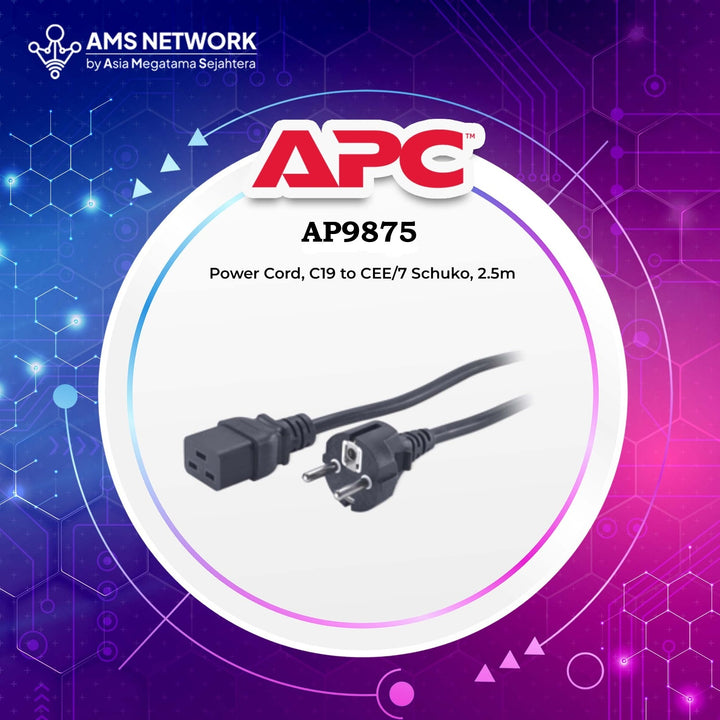 Power Cable AP9875 - APC Cord C19 to CEE/7 Schuko, 2.5m