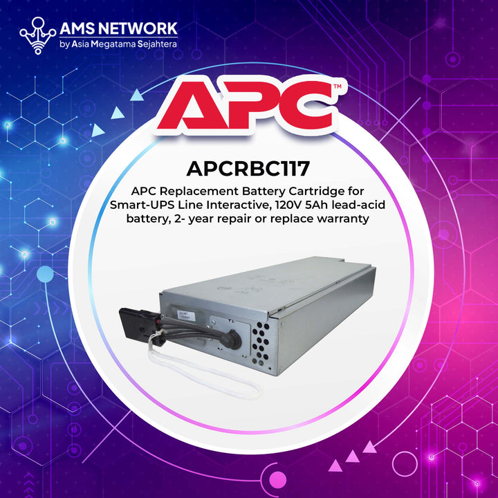 APC RBC 117 - Replacement Battery Cartridge for Smart-UPS Line Interactive, 120V 5Ah lead-acid battery, APC RBC117 - APCRBC117