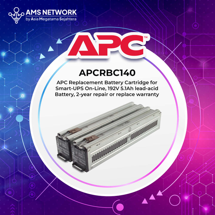 APC RBC140 - APC  RBC 140 Replacement Battery Cartridge for Smart-UPS On-Line, 192V 5.1Ah lead-acid Battery, 2-year repair or replace warranty