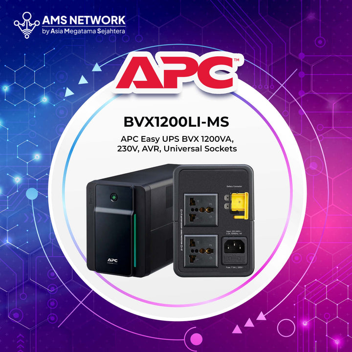 BVX1200LI-MS - APC Easy UPS BVX 1200VA, 650W, 230V, AVR, Universal Sockets