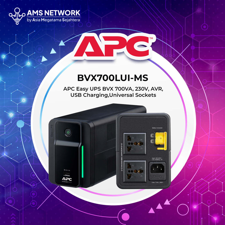 BVX700LUI-MS - APC Easy UPS BVX 700VA, 360W, 230V, AVR, USB Charging,Universal Sockets