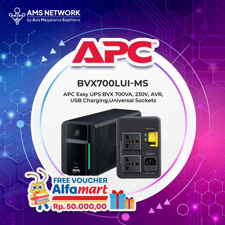 BVX700LUI-MS - APC Easy UPS BVX 700VA, 360W, 230V, AVR, USB Charging,Universal Sockets