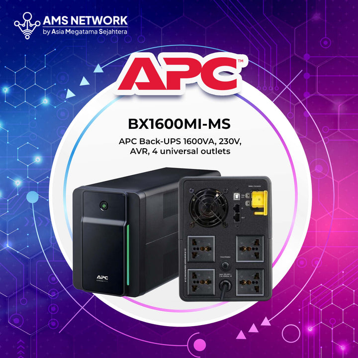 BX1600MI-MS - APC Back-UPS 1600VA, 900W, 230V, AVR, 4 universal outlets