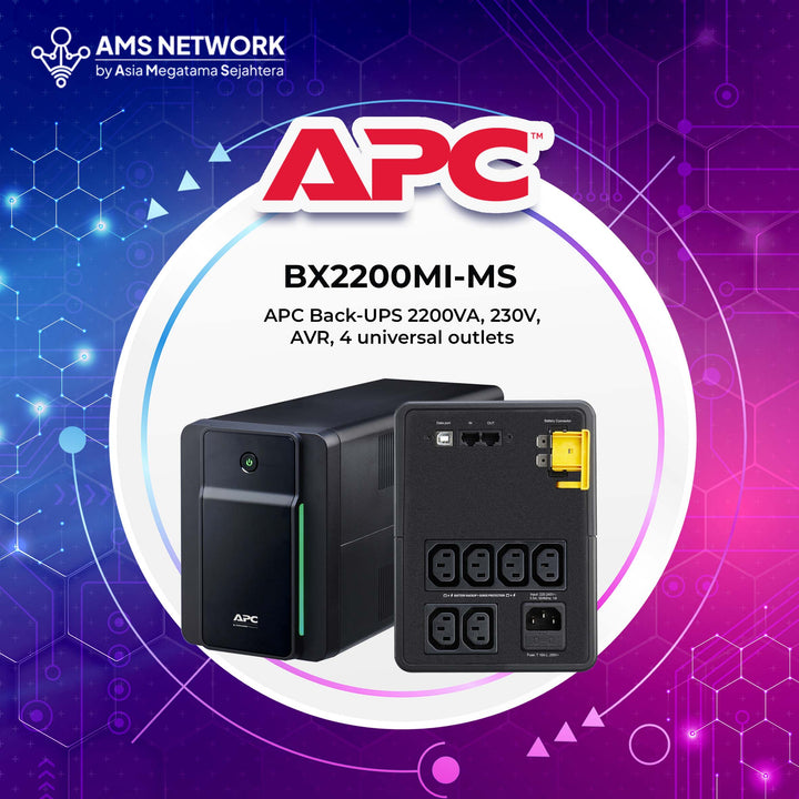 BX2200MI-MS - APC Back-UPS 2200VA, 1200W, 230V, AVR, 4 universal outlets