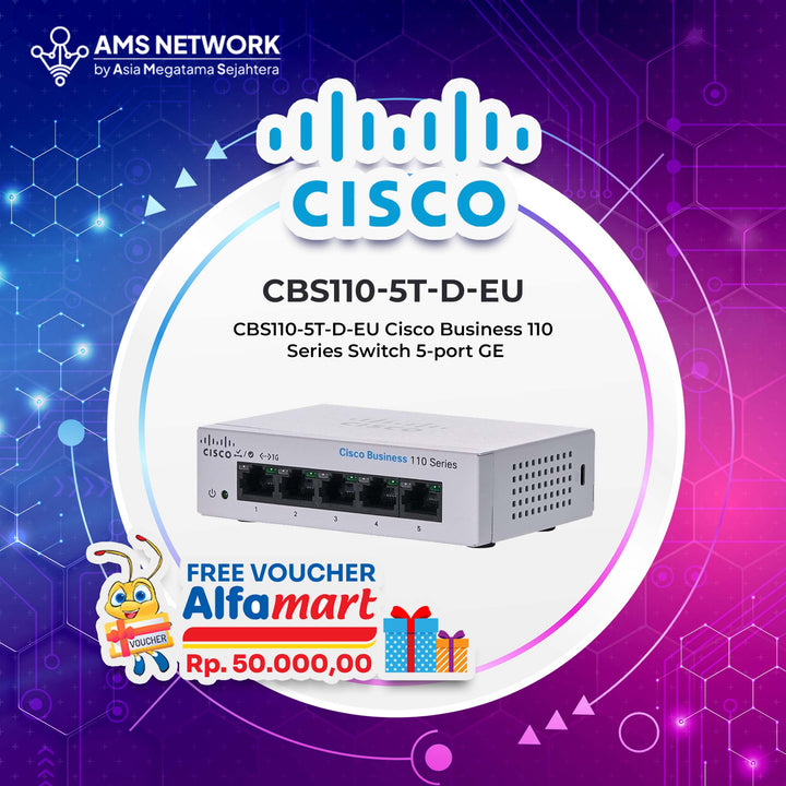 Cisco Business CBS110-5T-D Unmanaged Switch 5 Port GE Desktop cbs110 + SMARTNET 1 TAHUN