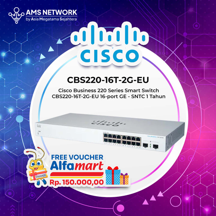 CISCO 220 Series Smart Switch CBS220-16T-2G / CISCO CBS220-16T-2G + SMARTNET 1 TAHUN