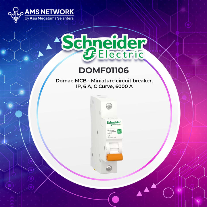 DOMF01106 - Schneider  Electric Domae MCB - 1P, 6 A, C Curve, 6000 A - Miniature circuit breaker