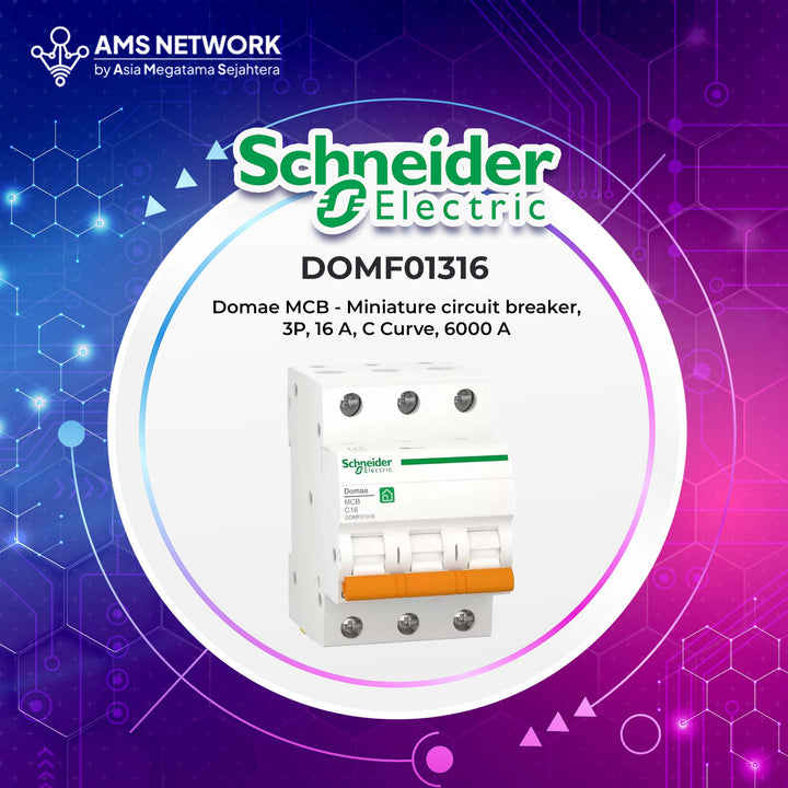 DOMF01316 - Schneider Electric Domae MCB - Miniature circuit breaker, 3P, 16 A, C Curve, 6000 A