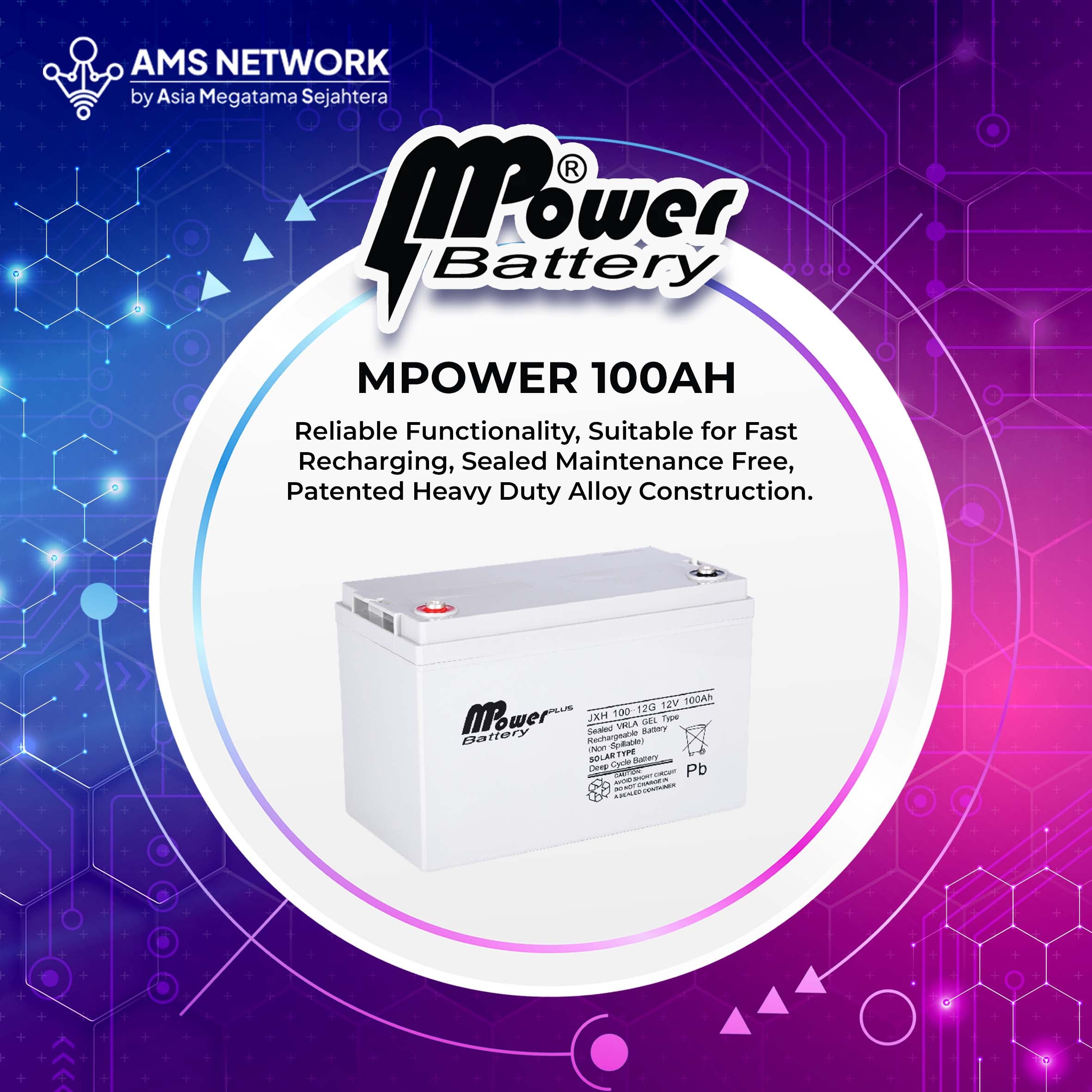 BATTERY SOLAR PANEL / UPS VRLA MPOWER JXH100-12G 12V 100AH