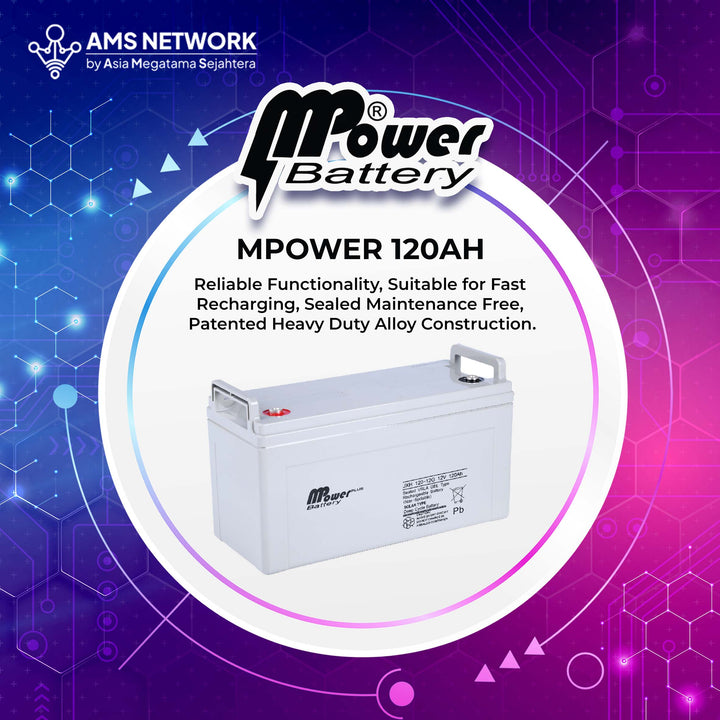 BATTERY SOLAR PANEL / UPS VRLA MPOWER JXH120-12G 12V - Baterai UPS MPOWER 120AH