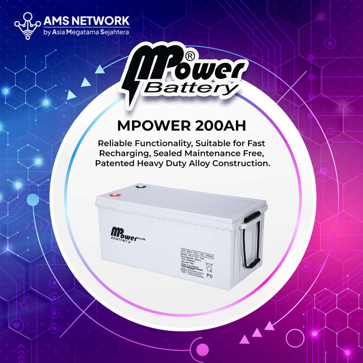 Baterai MPower 12V 200Ah VRLA GEL Deep Cycle - Baterai MPower JXH 200-12G Multifungsi