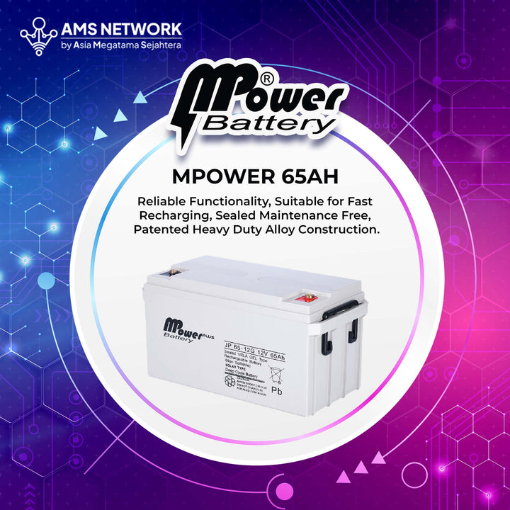 BATTERY SOLAR PANEL / UPS VRLA MPOWER JP65-12G 12V 65AH