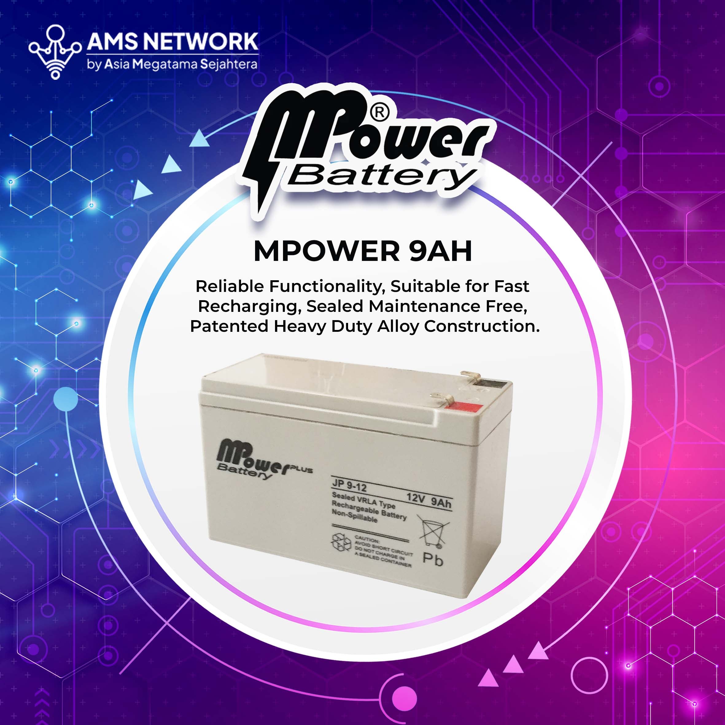 BATTERY AKI UPS VRLA MPOWER JP9-12 12V 9AH