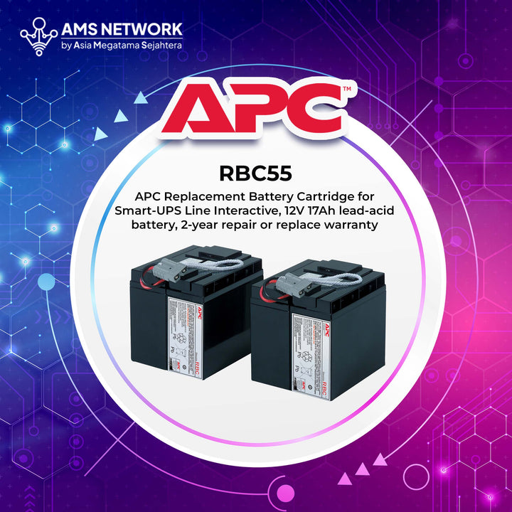 RBC55 - APC RBC 55 Replacement Battery Cartridge for Smart-UPS Line Interactive, 12V 17Ah lead-acid battery