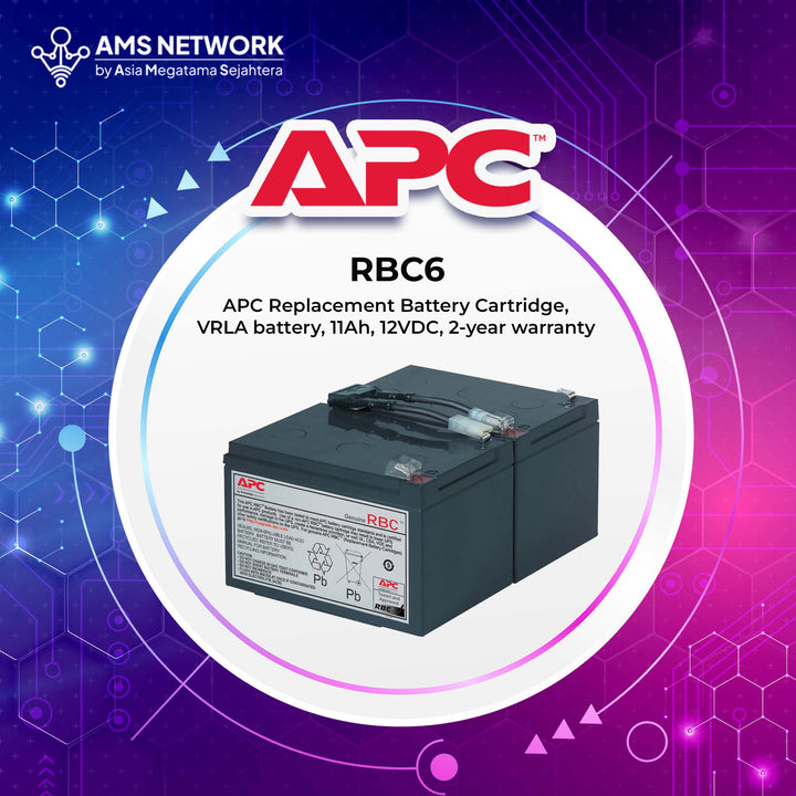 RBC6 - APC RBC 6 Replacement Battery Cartridge, VRLA battery, 11Ah, 12VDC, 2-year warranty