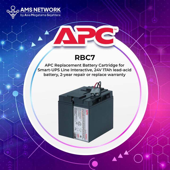 RBC 7 - APC RBC7 Replacement Battery Cartridge for Smart-UPS Line Interactive, 24V 17Ah lead-acid battery, 2-year repair or replace warranty