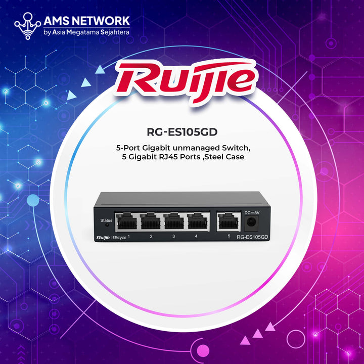 RG-ES105GD - RUIJIE Switch Non-PoE Unmanage 5-port 10/100/1000Mbps