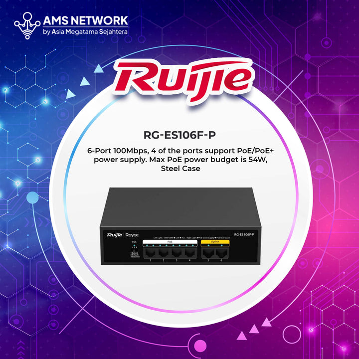 RG-ES106F-P - RUIJIE Switch PoE Unmanage 6-Port 10/100 Mbps