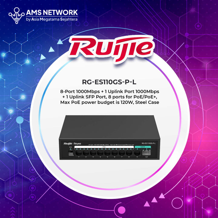 RG-ES110GS-P-L - RUIJIE Switch PoE Unmanage 10-Port 10/100/1000 Mbps