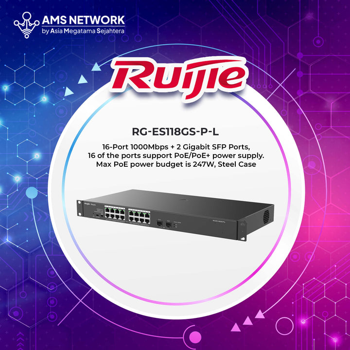 RG-ES118GS-P-L - RUIJIE 18-Port 10/100/1000 Mbps Unmanaged PoE Switch