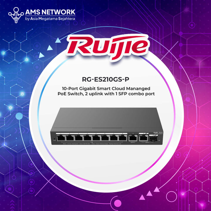 RG-ES210GS-P - RUIJIE Smart Cloud Mananged PoE Switch 10-Port Gigabit