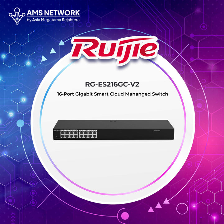 RG-ES216GC-V2 - RUIJIE  16-Port Gigabit Smart Cloud Managed Non-PoE Switch