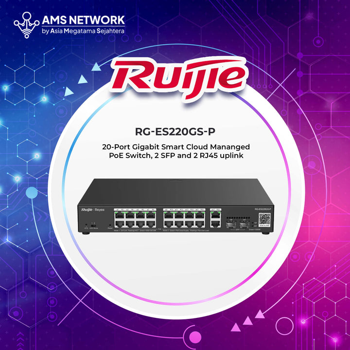 RG-ES220GS-P - RUIJIE 20-Port Gigabit Smart Cloud Mananged PoE Switch