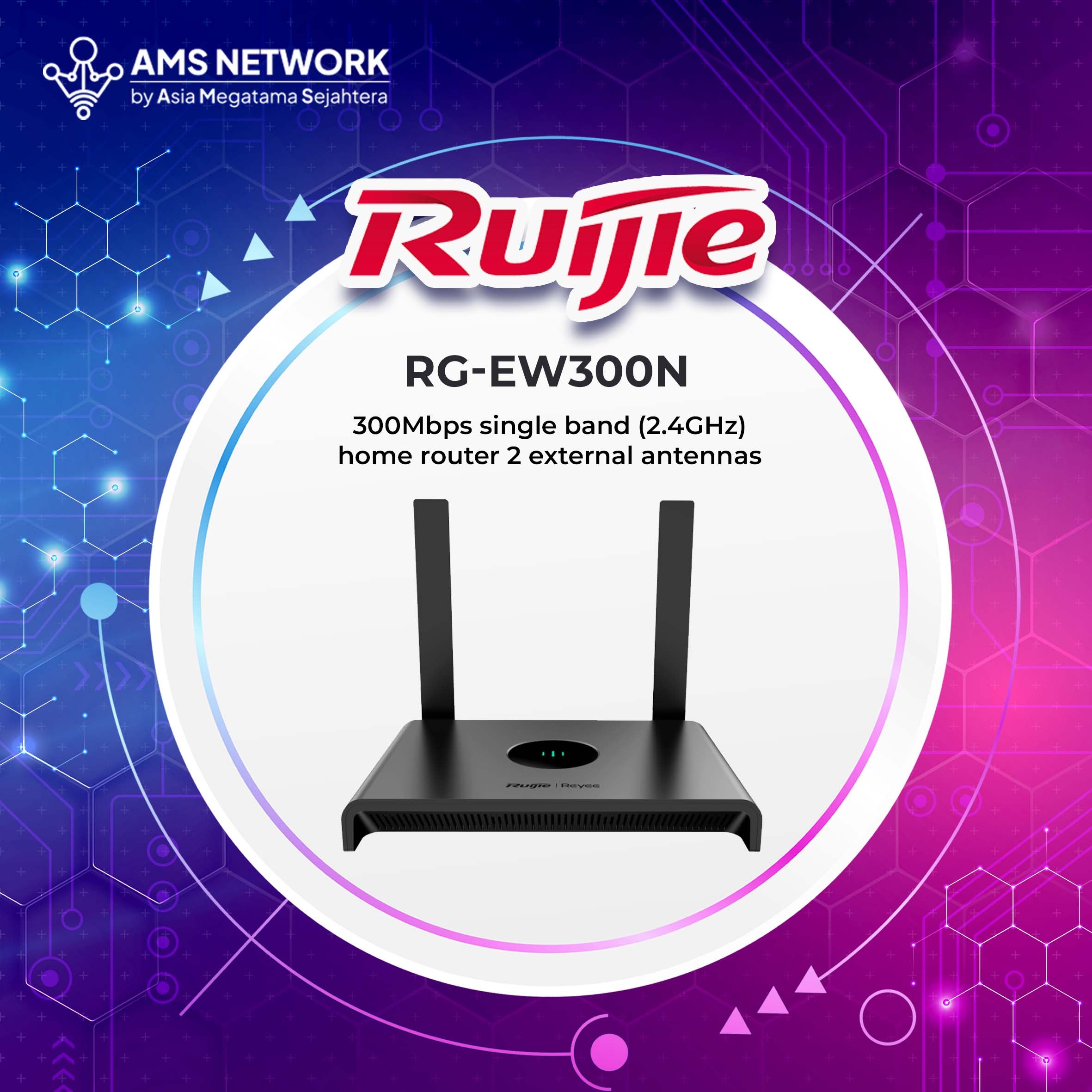 RG-EW300N - RUIJIE 300Mbps single band (2.4GHz) home router 2 external antennas