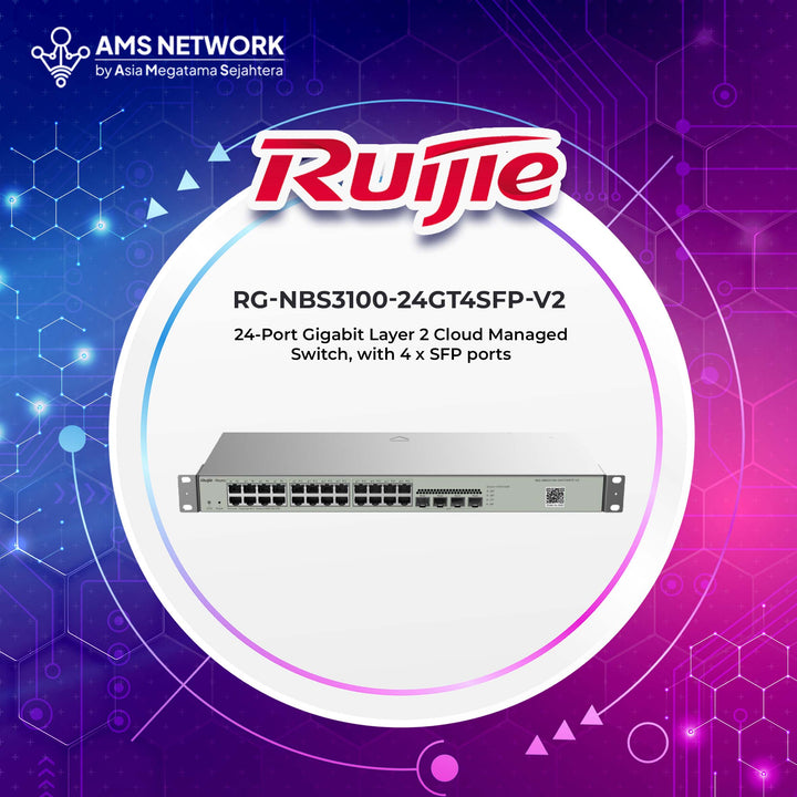 RG-NBS3100-24GT4SFP-V2 - RUIJIE 24-Port Gigabit Layer 2 Cloud Managed Switch, with 4 x SFP ports