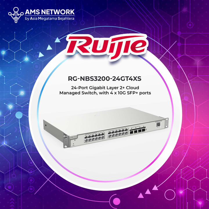 RG-NBS3200-24GT4XS - RUIJIE 24-Port Gigabit Layer 2+ Cloud Managed Switch, with 4 x 10G SFP+ ports