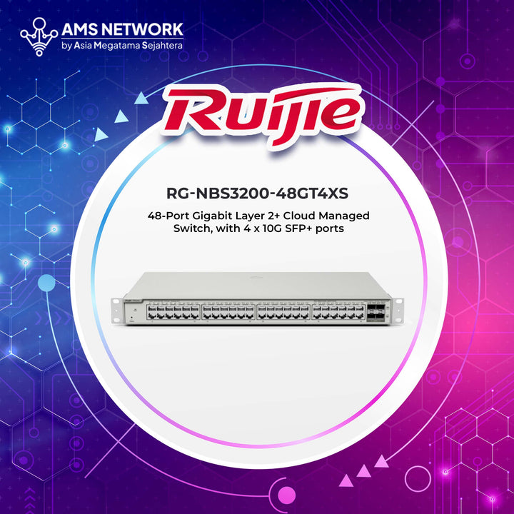 RG-NBS3200-48GT4XS - RUIJIE 48-Port Gigabit Layer 2+ Cloud Managed Switch, with 4 x 10G SFP+ ports