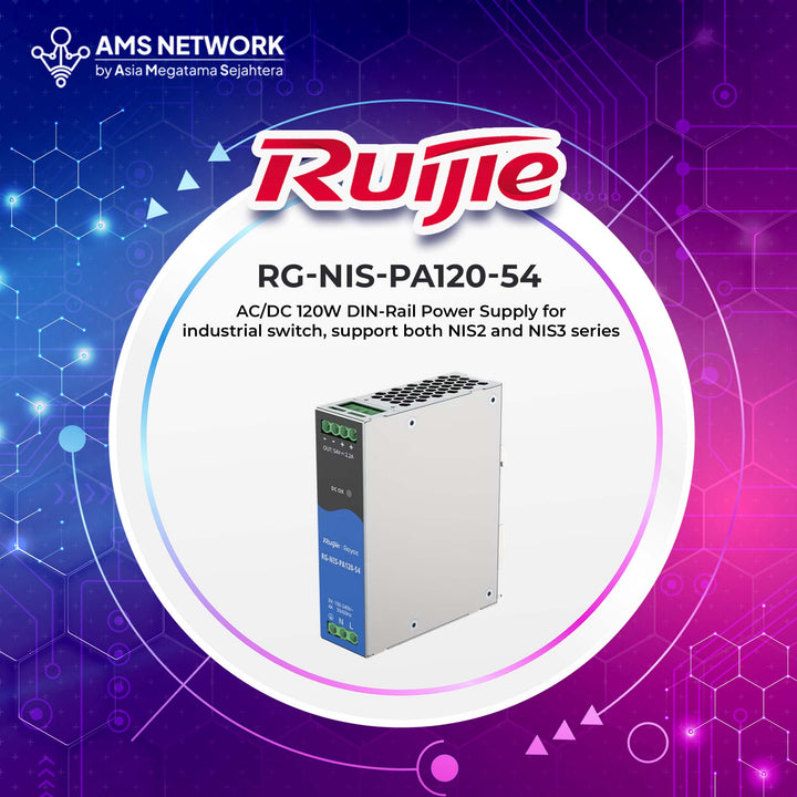RG-NIS-PA120-54 - RUIJIE AC/DC 120W DIN-Rail Power Supply for industrial switch, support both NIS2 and NIS3 series