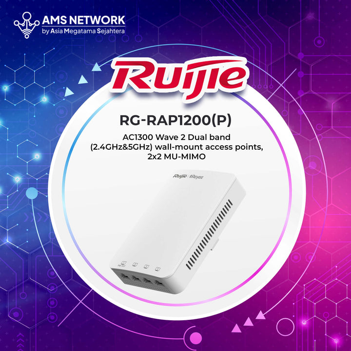 RG-RAP1200(P) - RUIJIE AC1300 Wave 2 Dual band (2.4GHz&5GHz) wall-mount access points, 2x2 MU-MIMO