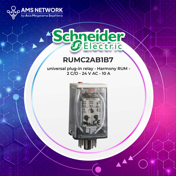 RUMC2AB1B7 - Schneider electric RUMC2AB1B7 universal plug-in relay - HARMONY RUM - 2 C/O - 24 V AC - 10 A