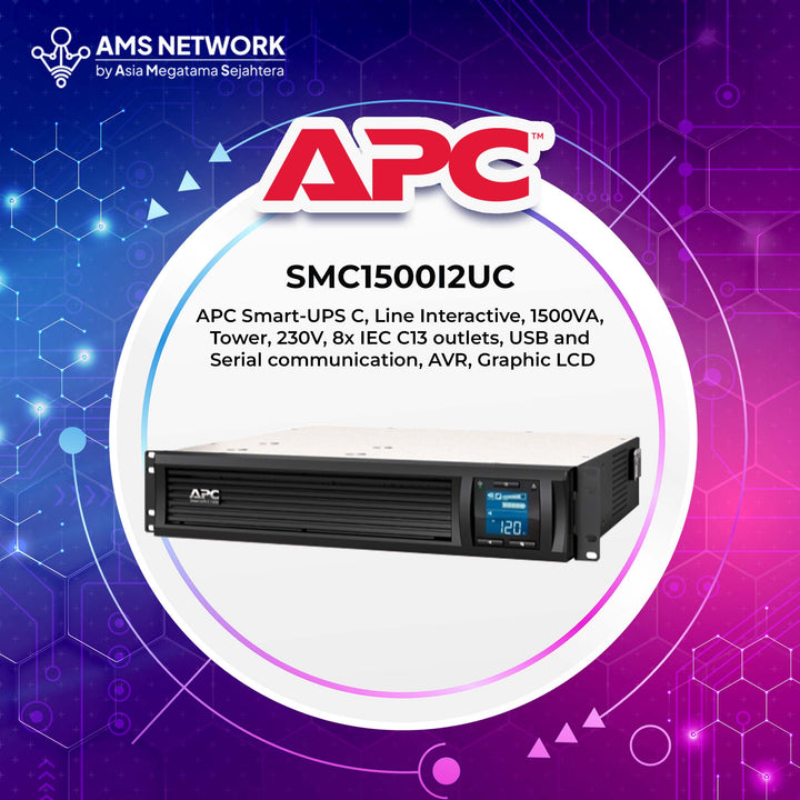 SMC1500I2UC - APC SMC1500I-2UC Smart UPS Rackmount 2U 1500VA 900W, 230V, Graphic LCD