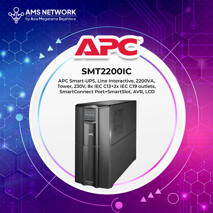SMT2200IC - APC Smart-UPS, Line Interactive, 2200VA, Tower, 230V, 8x IEC C13+2x IEC C19 outlets, SmartConnect Port+SmartSlot, AVR, LCD
