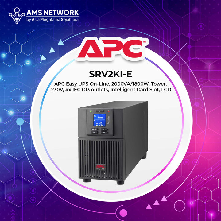 SRV2KI-E - APC Easy UPS On-Line, 2000VA/1800W, Tower, 230V, 4x IEC C13 outlets, Intelligent Card Slot, LCD