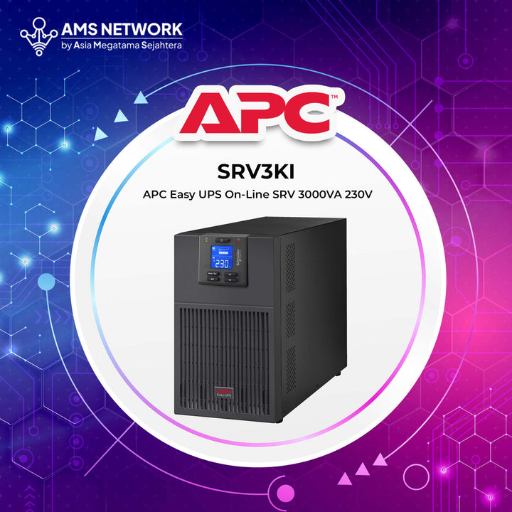 SRV3KI-E - APC Easy UPS On-Line, 3kVA/2700W, Tower, 230V, 6x IEC C13 + 1x IEC C19 outlets, Intelligent Card Slot, LCD