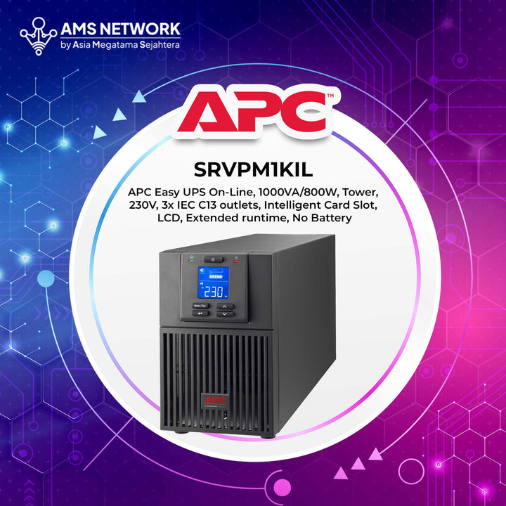 SRVPM1KIL - APC Easy UPS On-Line 1000VA/800W, Tower, 230V, 3x  IEC C13 Outlets