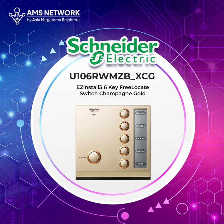 U106RWMZB_XCG - Schneider Electric EZinstall3 6 Key FreeLocate Switch Champagne Gold