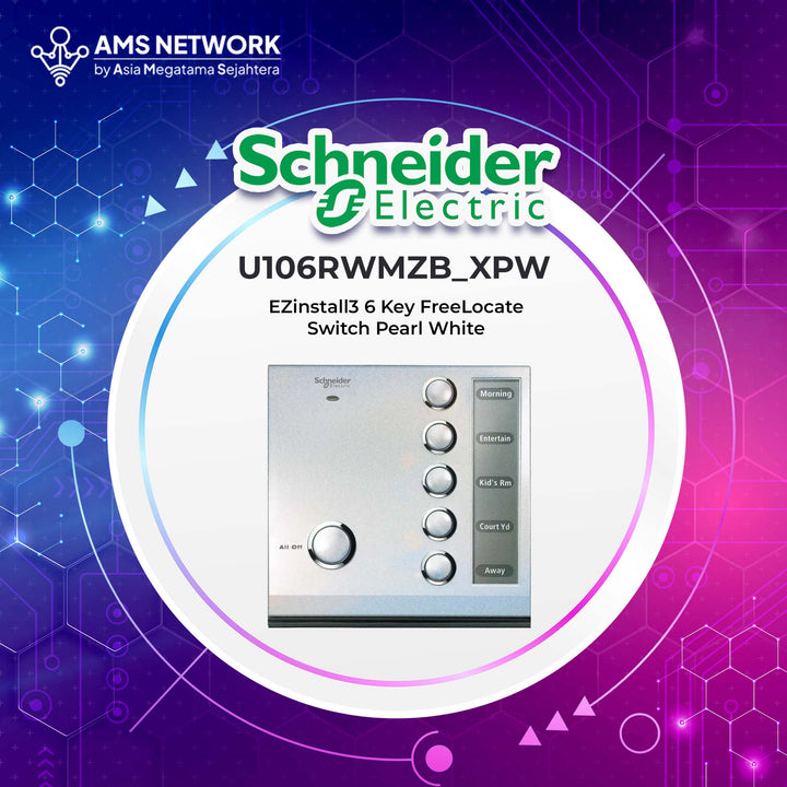 U106RWMZB_XPW - Schneider Electric EZinstall3 6 Key FreeLocate Switch Pearl White