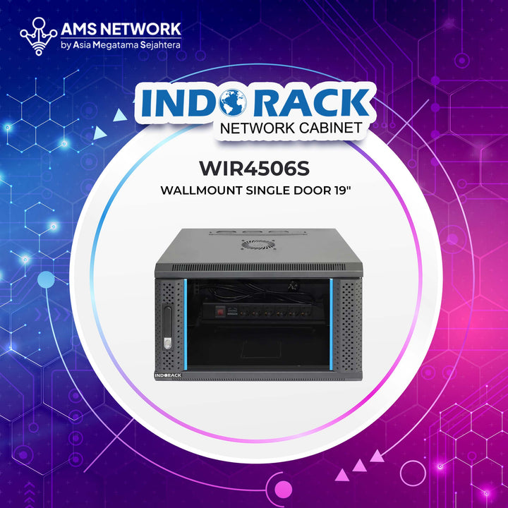 INDORACK - WIR4506S - 6U Wallmount Rack Depth 450mm Single Door 19 Inch