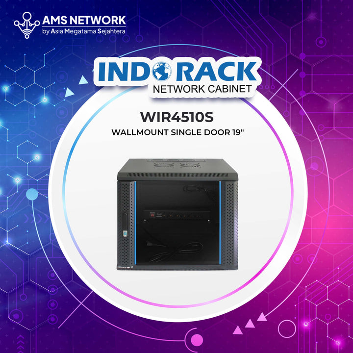 INDORACK - WIR4510S - Wallmount Rack 10U-450mm Depth Single Glass Door 19 Inch