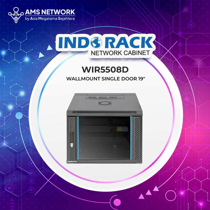 INDORACK - WIR5508D - Wallmount Rack 8U Depth 550mm Double Glass Door 19 inch