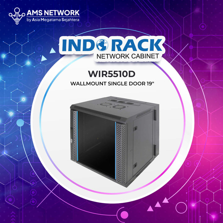 INDORACK - WIR5510D - Wallmount Rack 10U-550mm Depth Double Glass Door 19 Inch