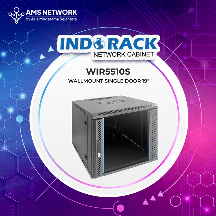 INDORACK - WIR5510S - Wallmount Rack Single Door 10U Depth 600mm Glass Door 19Inch